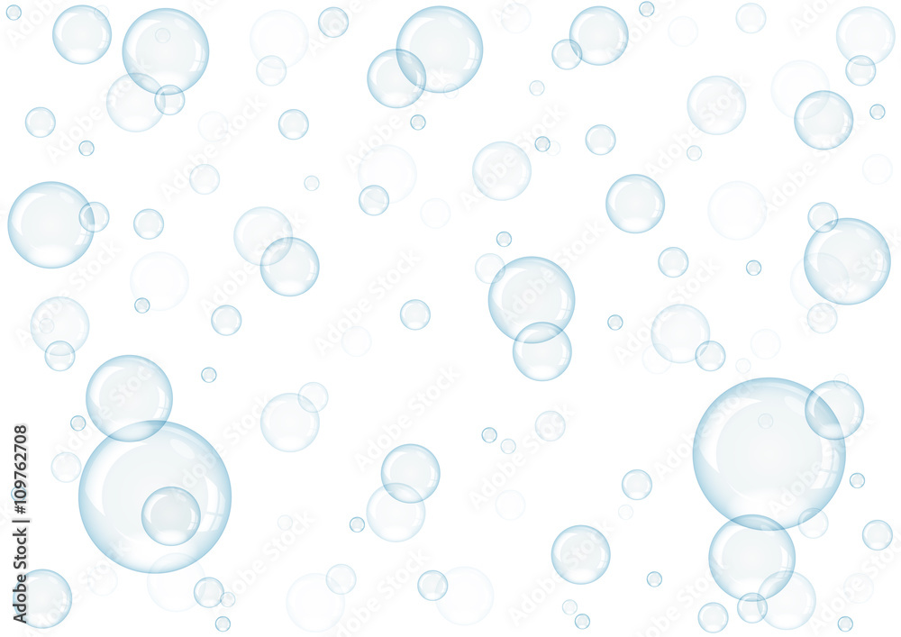 Blue Falling Bubbles - Background Illustration, Vector
