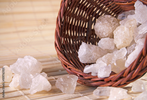 White rock sugar in the basket