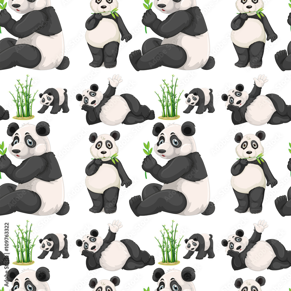 Obraz premium Seamless panda and bamboo