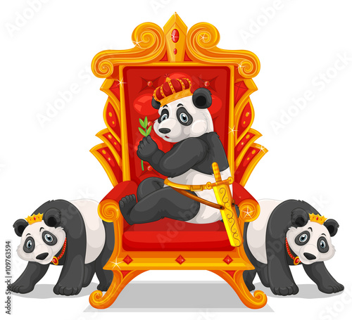 Three pandas at the throne