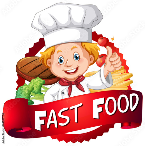 Food poster with chef and food