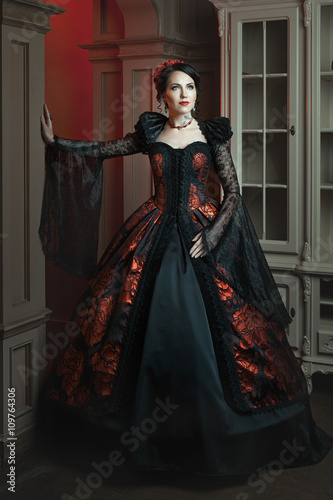 Fashionable woman in a vintage style.