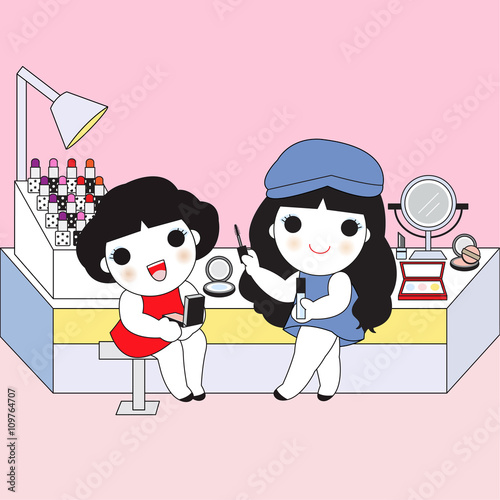 Getting A Makeup Counter Makeover Character illustration