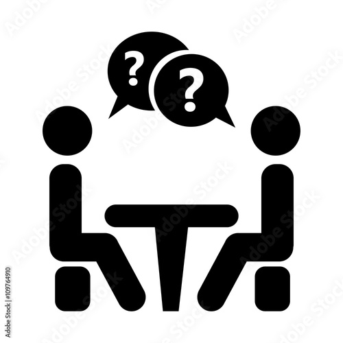 Icon Conference. People sitting around the table talking. Vector illustration