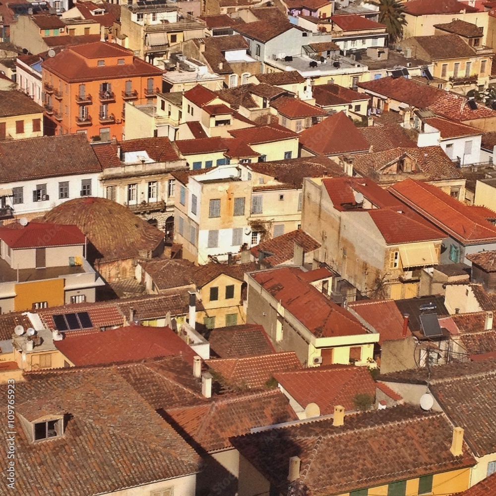 rooftops at the town of nafplio greece