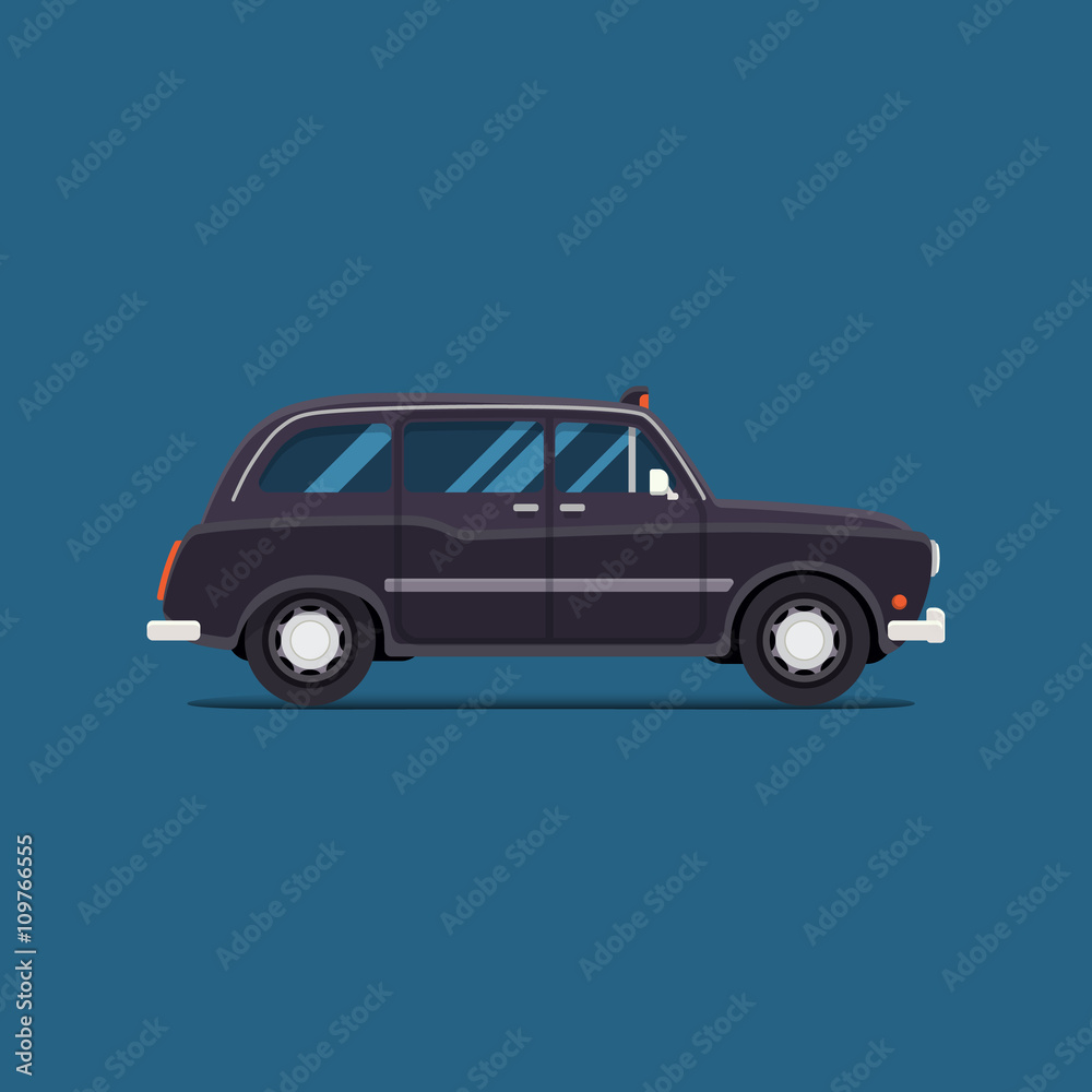 vector modern flat design. blackTaxi car London. City service transport icon
