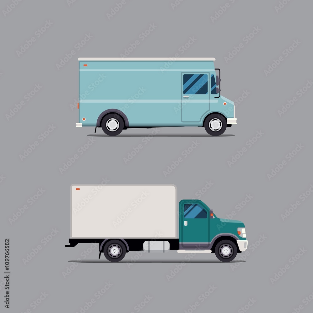 Vector modern flat illustration delivery van. Commercial Vehicle isolate. service icon Vector modern flat illustration delivery van. Commercial Vehicle isolate. service icon