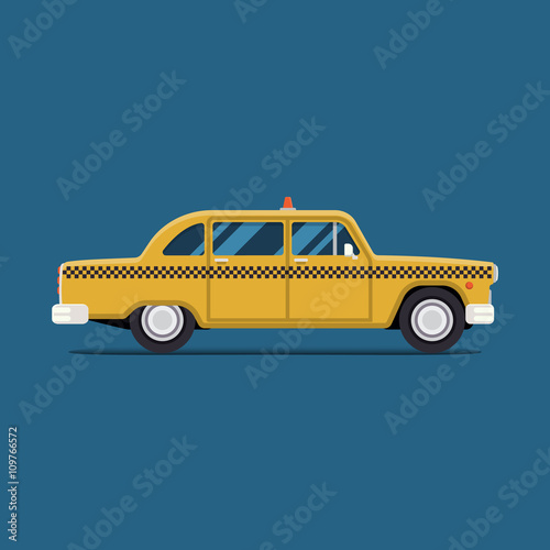 vector modern flat design. Yellow Taxi car New York. City service transport icon
