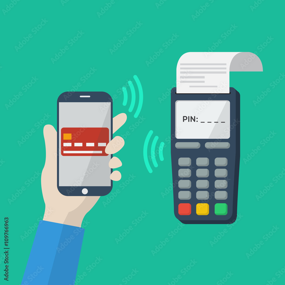 Flat icon with mobile technology, online shopping, web wallet, nfc, online banking concept. Smartphone with human hand. Vector infografhic elements for online techology concept. Mobile payment. Flat icon with mobile technology, online shopping, web wallet, nfc, online banking concept. Smartphone with human hand. Vector infografhic elements for online techology concept. Mobile payment.