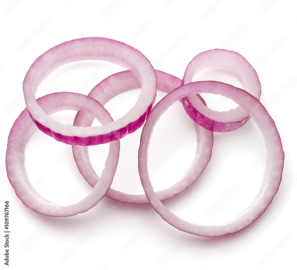 Sliced red onion rings isolated on white background cutout Sliced red onion rings isolated on white background cutout