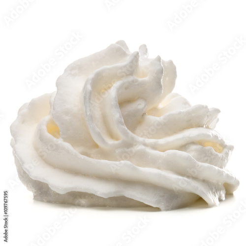 Whipped cream swirl  isolated on white background cutout