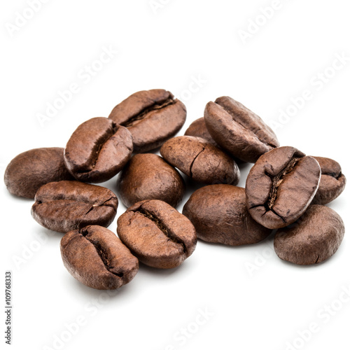 roasted coffee beans isolated in white background cutout