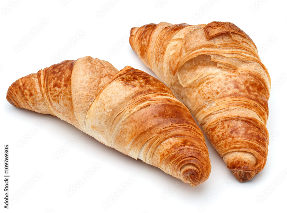 Croissant or  crescent roll isolated on white background cutout