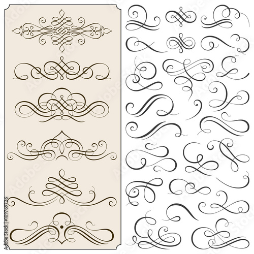 Calligraphic Flourishes And Scroll Elements photo