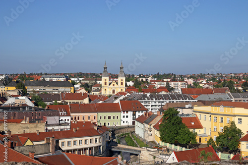 old buildings and church cityscape Eger Hungary