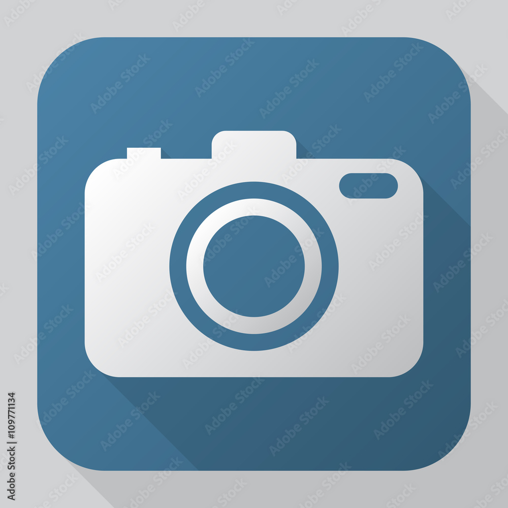 Photo camera icon. Modern flat vector icon with long shadow effe Photo camera icon. Modern flat vector icon with long shadow effe