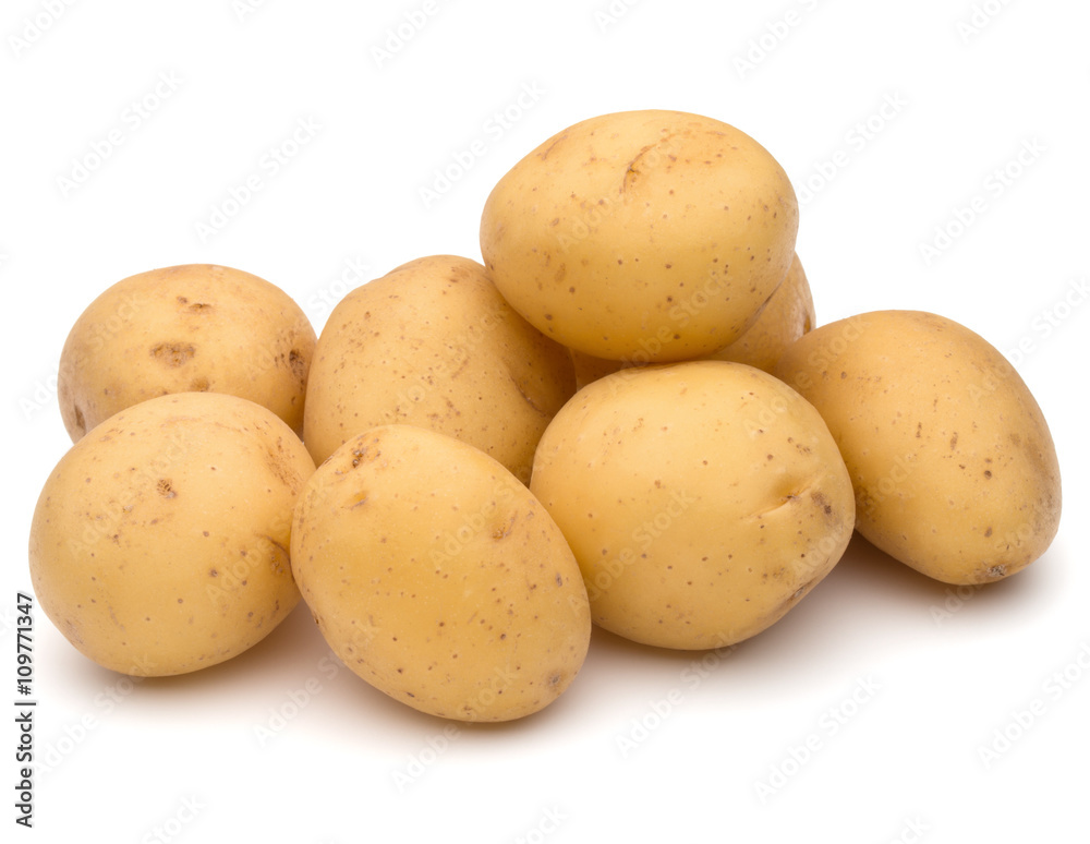 peeled potato tuber with peel spiral isolated on white backgroun peeled potato tuber with peel spiral isolated on white backgroun