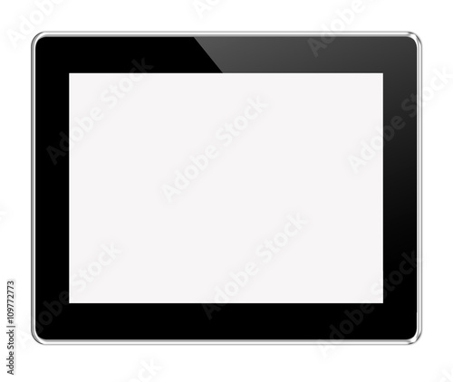 Black tablet computer on white background