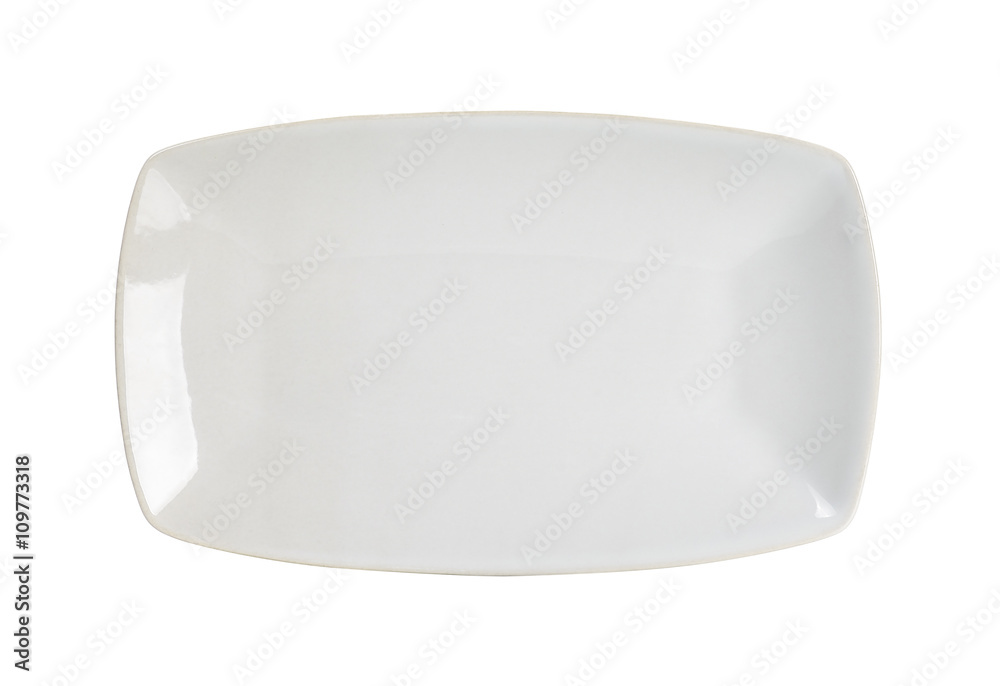 Empty white square plate isolated on white Empty white square plate isolated on white