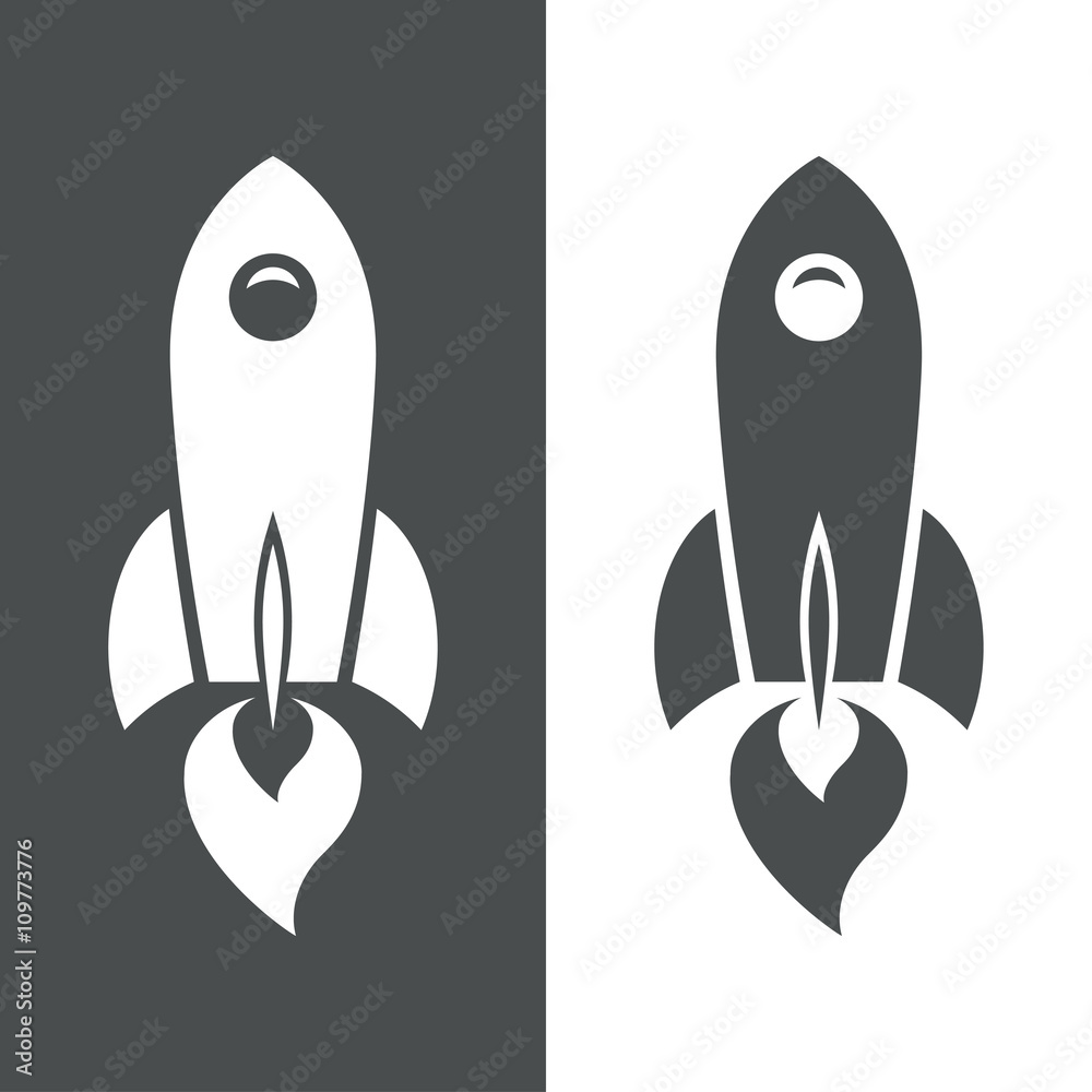 Icono plano silueta cohete espacial