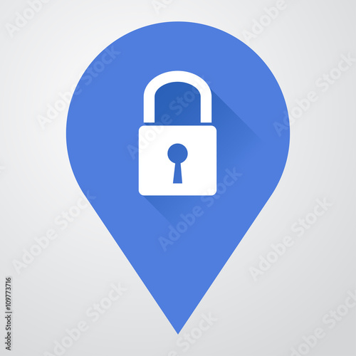 Icono plano localizacion con candado con sombra