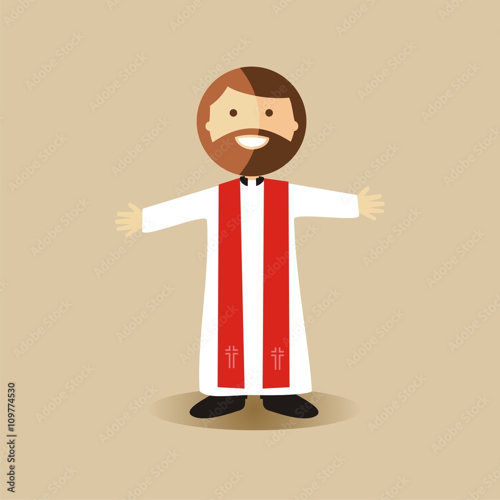 Sacerdote con estola roja Semana Santa. Ilustración vectorial Stock Vector  | Adobe Stock