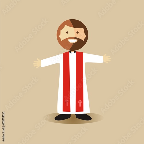 Sacerdote católico con estola roja de Semana Santa. Ilustración vectorial