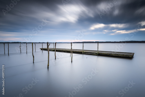 Pontoon on Lake Soustons, Landes, France photo