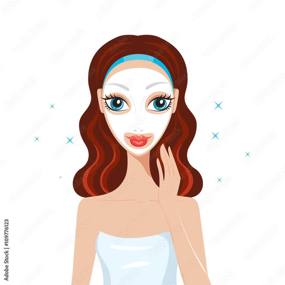 Beautiful happy woman with face mask Spa Skin care concept Beautiful happy woman with face mask Spa Skin care concept