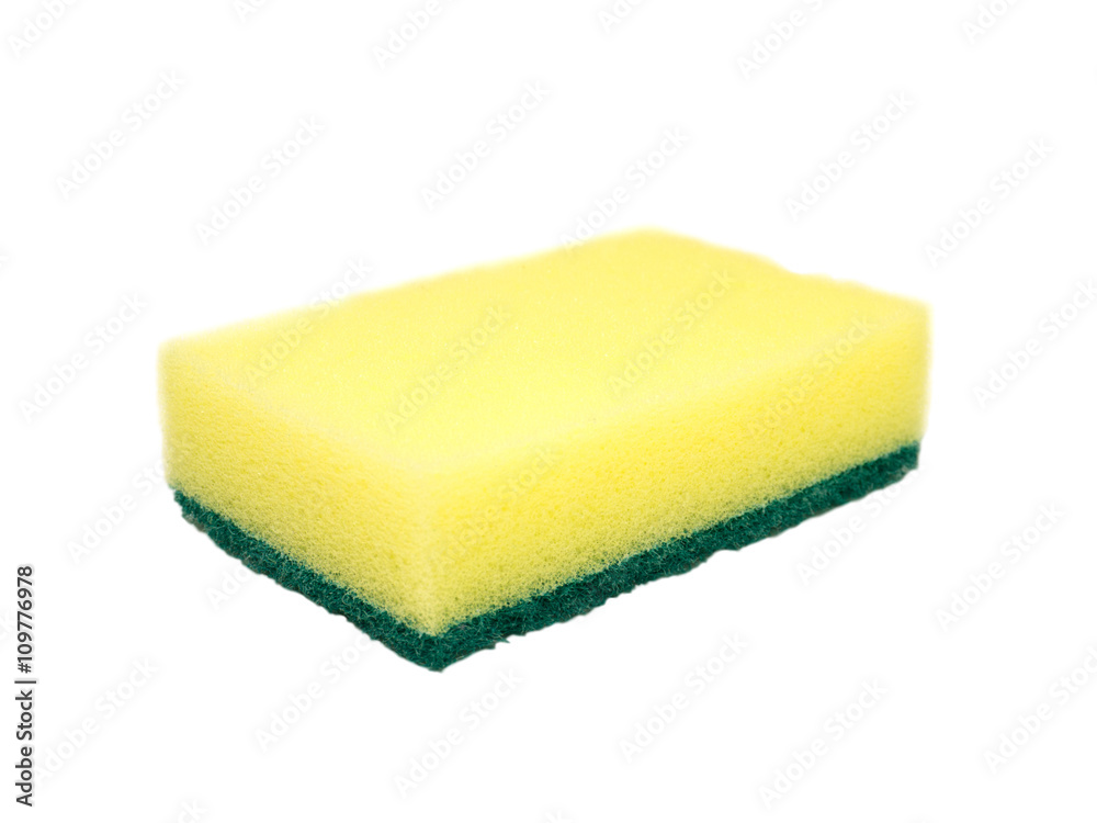 Dishwashing sponge isolated on white