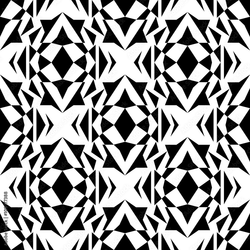 Vector seamless texture. Black and white tribal geometric pattern. Aztec ornamental style Vector seamless texture. Black and white tribal geometric pattern. Aztec ornamental style