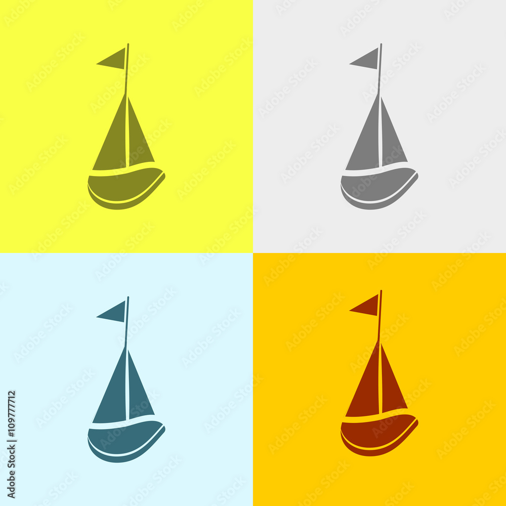 Icon Of Sailboat. Icon Of Sailboat.