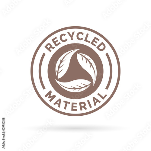 Recycled product icon design. Recycled product sign design. Recycled product icon design with circular leaves stamp symbol. Vector illustration.