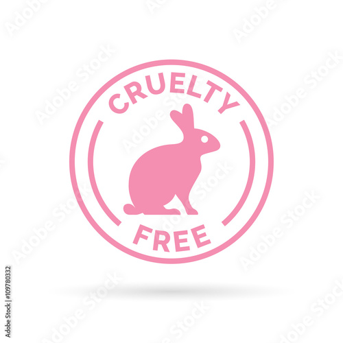 Animal cruelty free icon design. Animal cruelty free symbol design. Product not tested on animals sign with pink bunny rabbit stamp. Vector illustration.