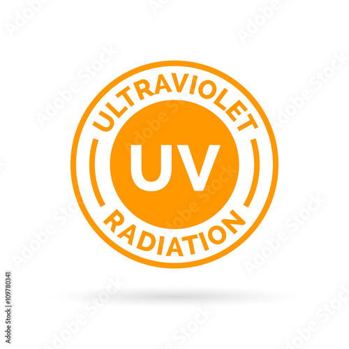 UV rays icon stamp design. Ultraviolet radiation symbol. UV SPF harmful skin cancer causing rays of light sign. Vector illustration.
