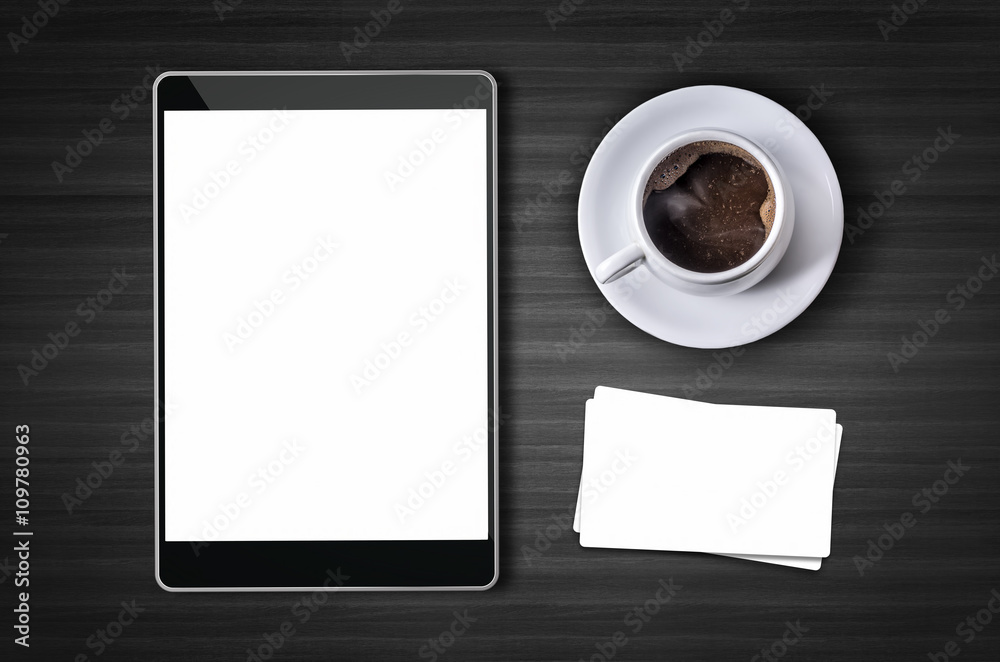 Tablet and business cards mockup Tablet and business cards mockup
