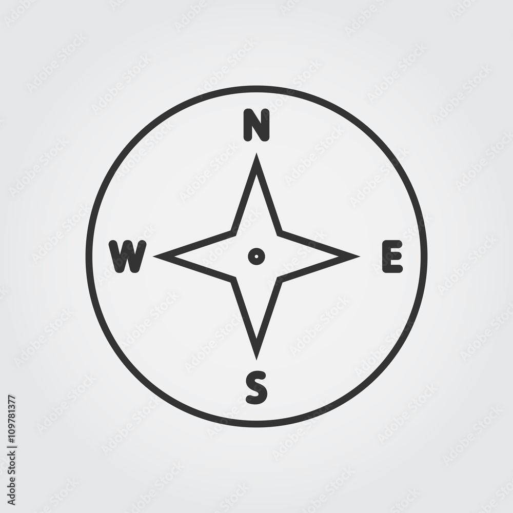 Compass icon, thin line icon