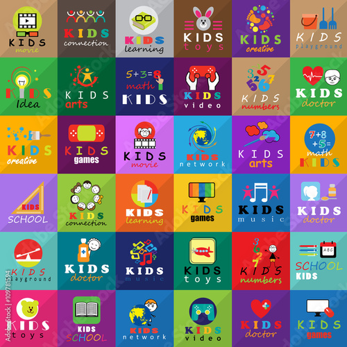 Children Icons Set - Isolated On White Background. Vector Illustration, Graphic Design. For Web, Websites, App  