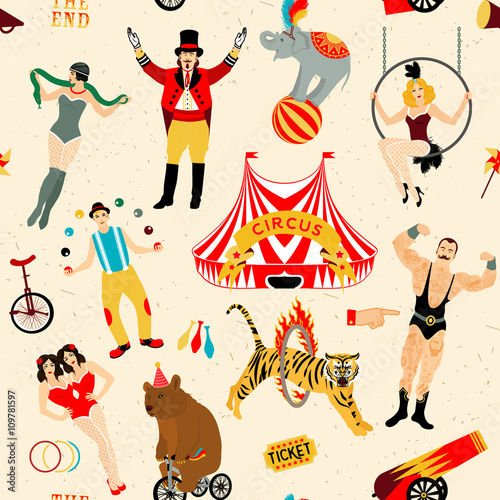 Circus set.  Illustration of circus stars.