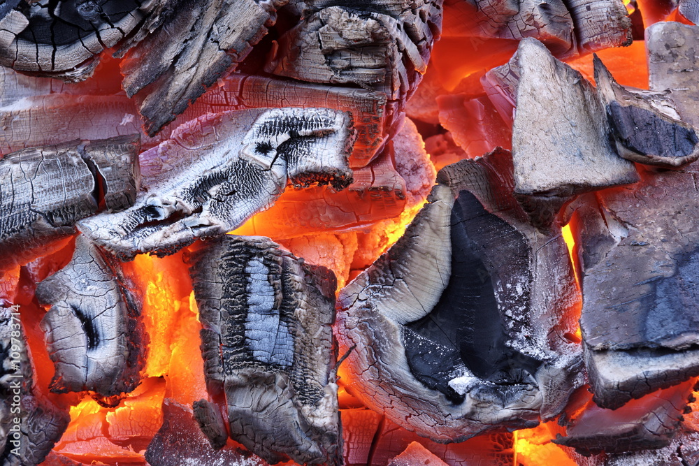 Glowing Charcoal Background, Top View Glowing Charcoal Background, Top View