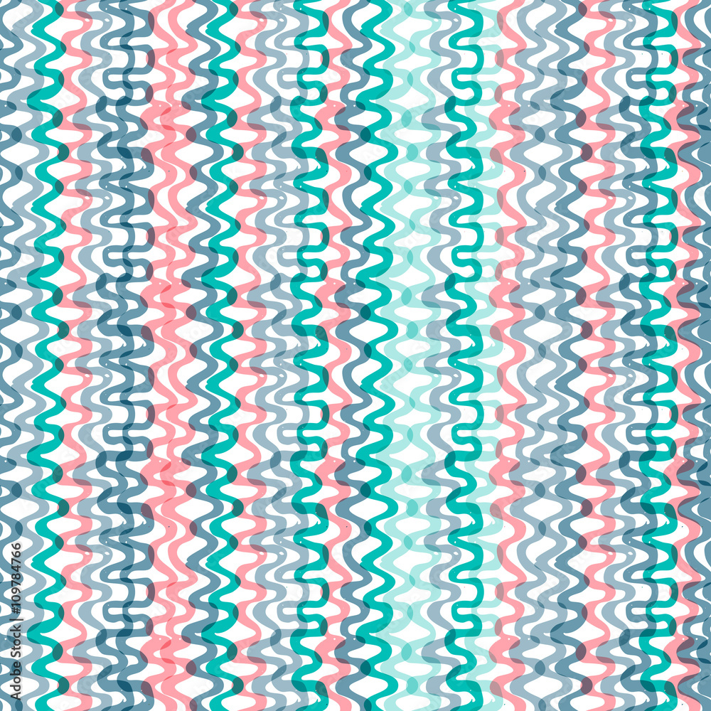Hand drawn colorful seamless wave pattern. Hand drawn colorful seamless wave pattern.