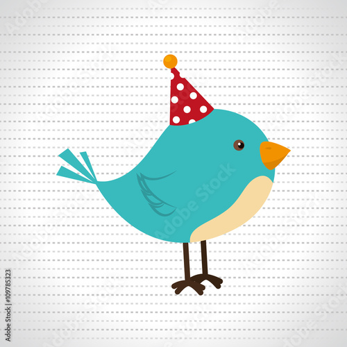 bird whit hat party design 