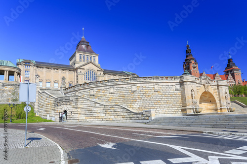 Widok Szczecina - stare miasto - Polska