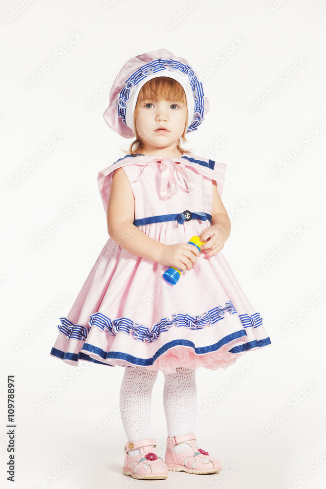 Girl in dress like sailor