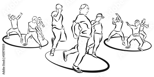 Hip Hop Trio Dancer Choreography, Coloring Page