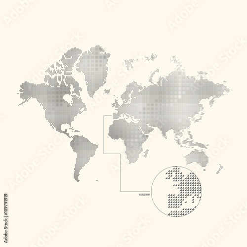 Dotted world map on a light background. Vector illustration.