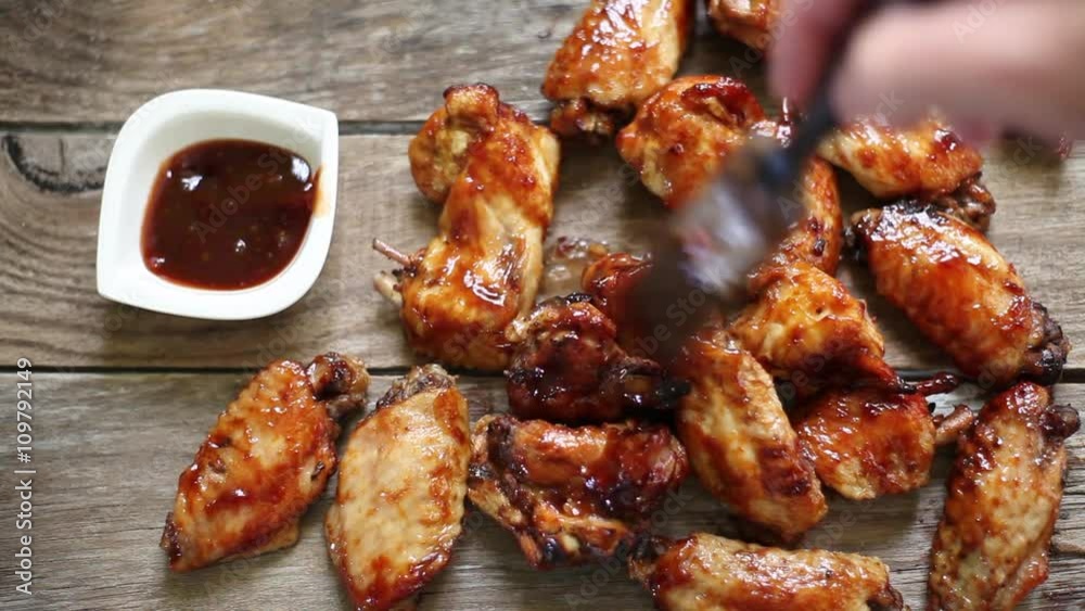 preparing bbq hot wings