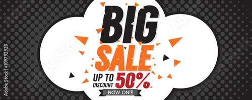 Big Sale 50 Percent 6250x2500 pixel Banner Vector Illustration.