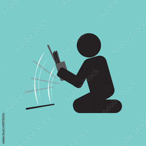 Cast Lots Fortune Of Chinese Vector Illustration.