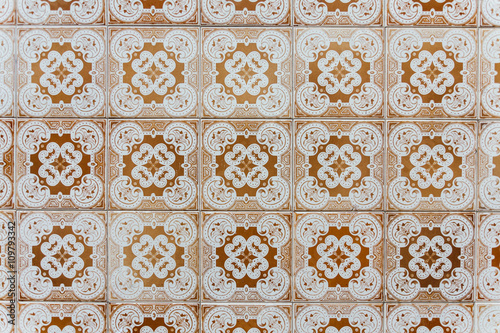 Texture of traditional Portuguese tiles on the wall